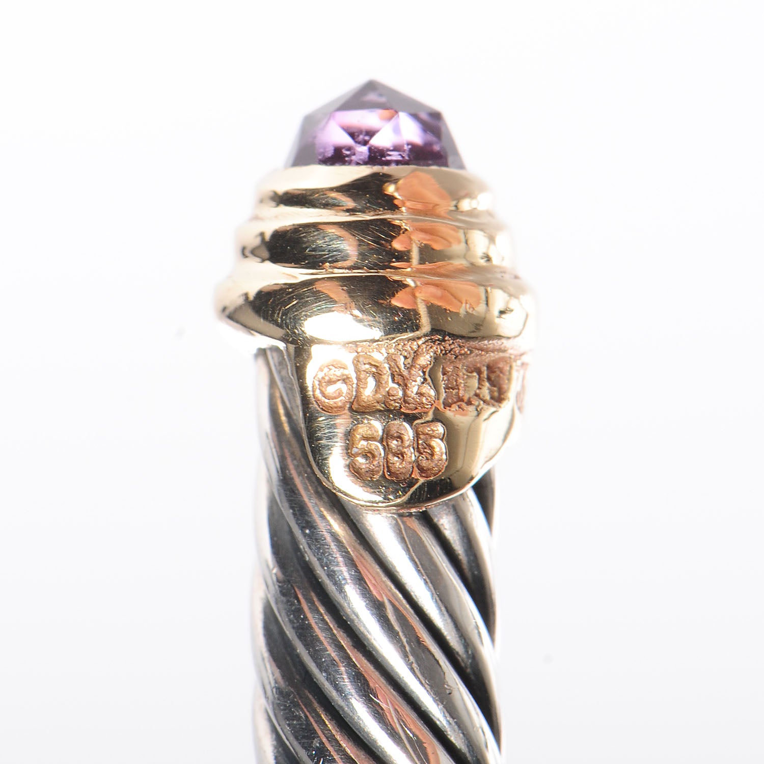 David Yurman Sterling Silver Amethyst 5mm Cable Classics Cuff 5 of 6