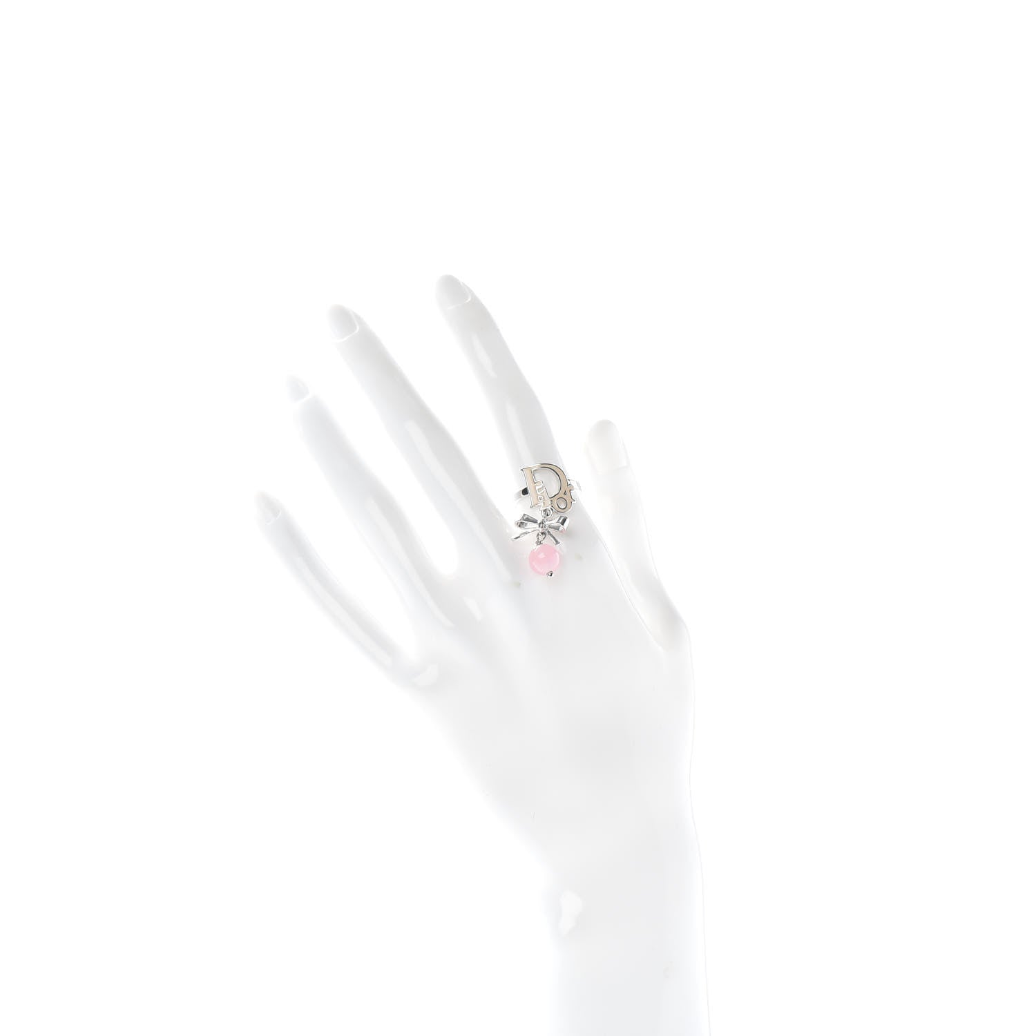 Christian Dior Enamel Bead Bow Ring 5 Silver 2 of 4