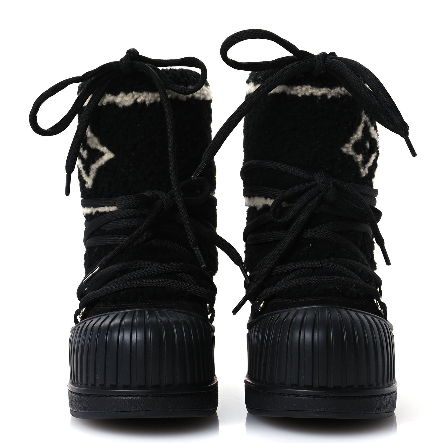 Louis Vuitton Suede Shearling Polar Flat Half Boots 36 Black 3 of 8