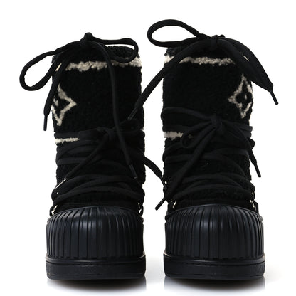 Louis Vuitton Suede Shearling Polar Flat Half Boots 36 Black 3 of 8
