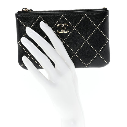 Chanel Shiny Lambskin Studded Rock The Diamond CC Small Cosmetic Case Black 2 of 8