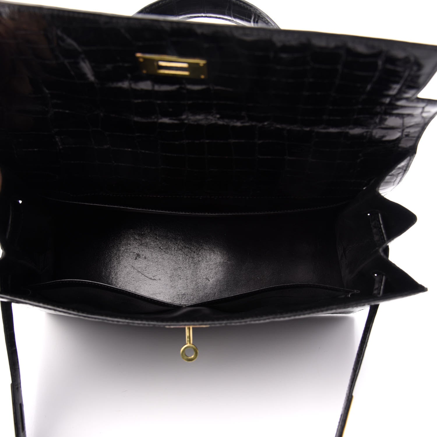 Hermes Shiny Crocodile Kelly Sellier 32 Black 14 of 33