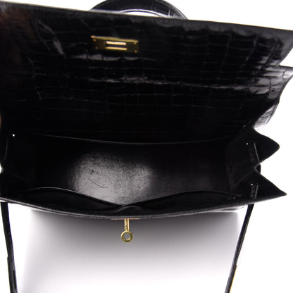 Hermes Shiny Crocodile Kelly Sellier 32 Black 14 of 33