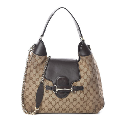Gucci Monogram Margaux Calfskin Medium Emily Hobo Beige Ebony Cocoa 1 of 11