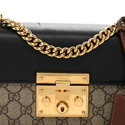 Gucci GG Supreme Monogram Calfskin Small Padlock Shoulder Bag Beige Black Cuir 5 of 10
