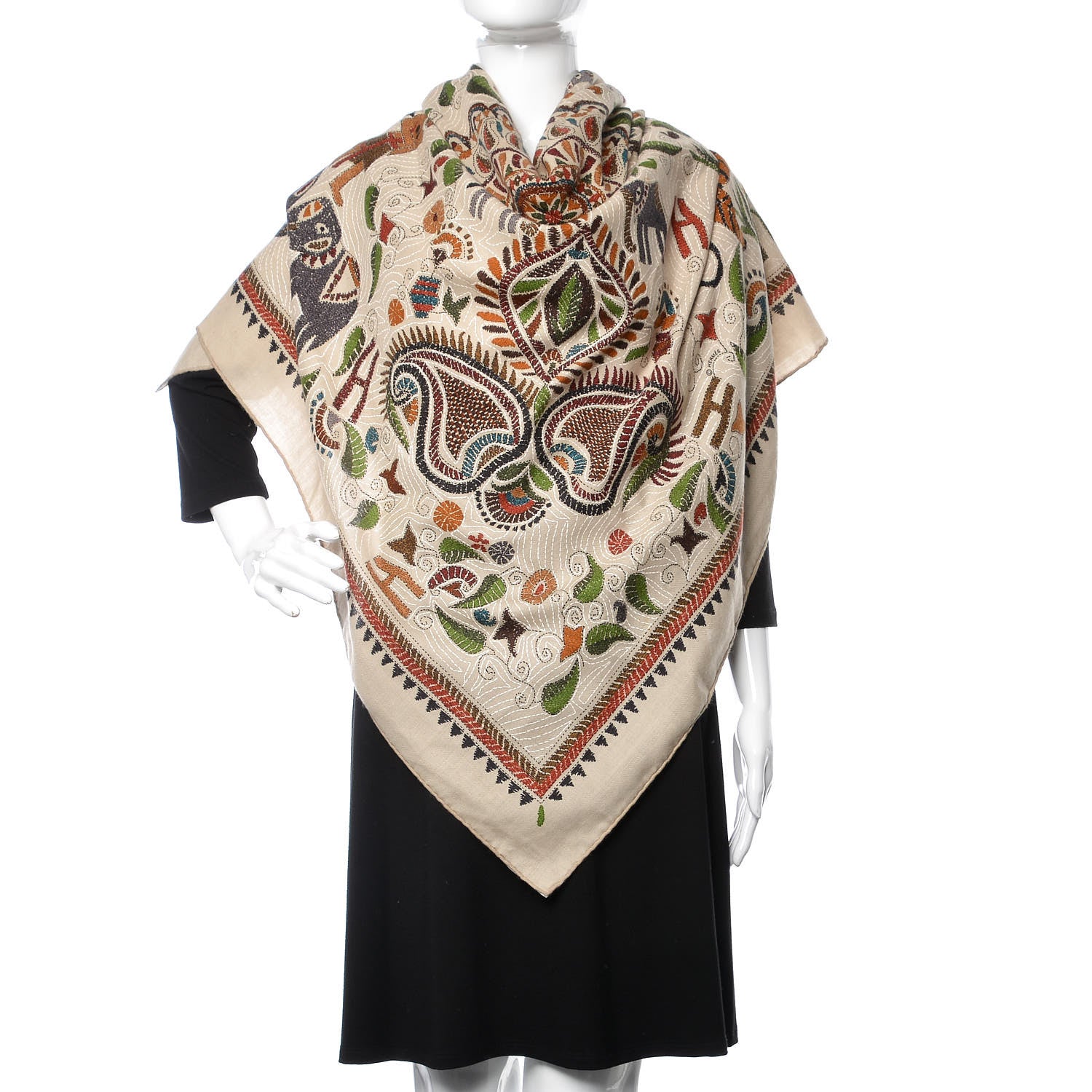 Hermes Cashmere Silk Carre Kantha Shawl 140 2 of 9