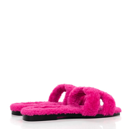 Hermes Woolskin Oran Sandals 36.5 Rose Fuchsia 3 of 4