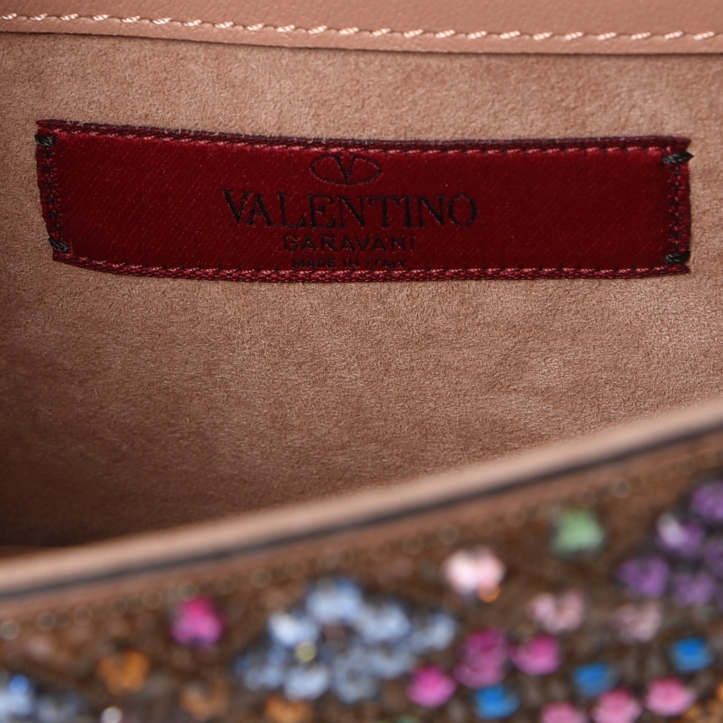 Vitello Crystal Embellished Small Glam Lock Rockstud Flap Multicolor