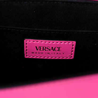 Versace Calfskin Vinyl Small Houndstooth La Medusa Crossbody Bag Pink Multicolor 6 of 9