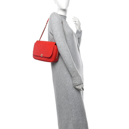 Chanel Goatskin Stitched Casual Trip Single Flap Red 2 of 12