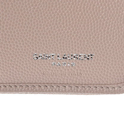 Saint Laurent Grain De Poudre Matelasse Monogram Compact Zip Around Wallet Pale Pink 5 of 11