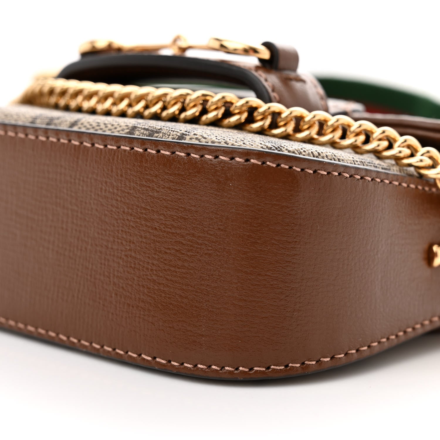 Gucci GG Supreme Monogram Azalea Calfskin Web Horsebit 1955 Wallet On Strap Beige Ebony Brown Sugar 9 of 9