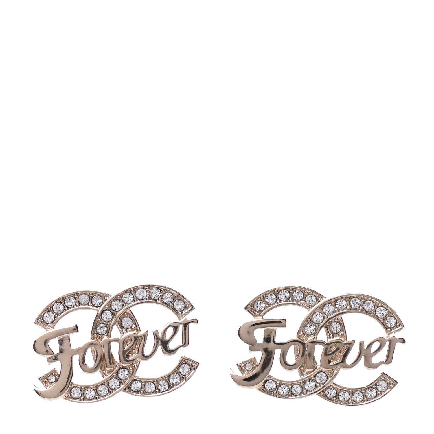 Chanel Crystal CC Forever Earrings Gold 1 of 4