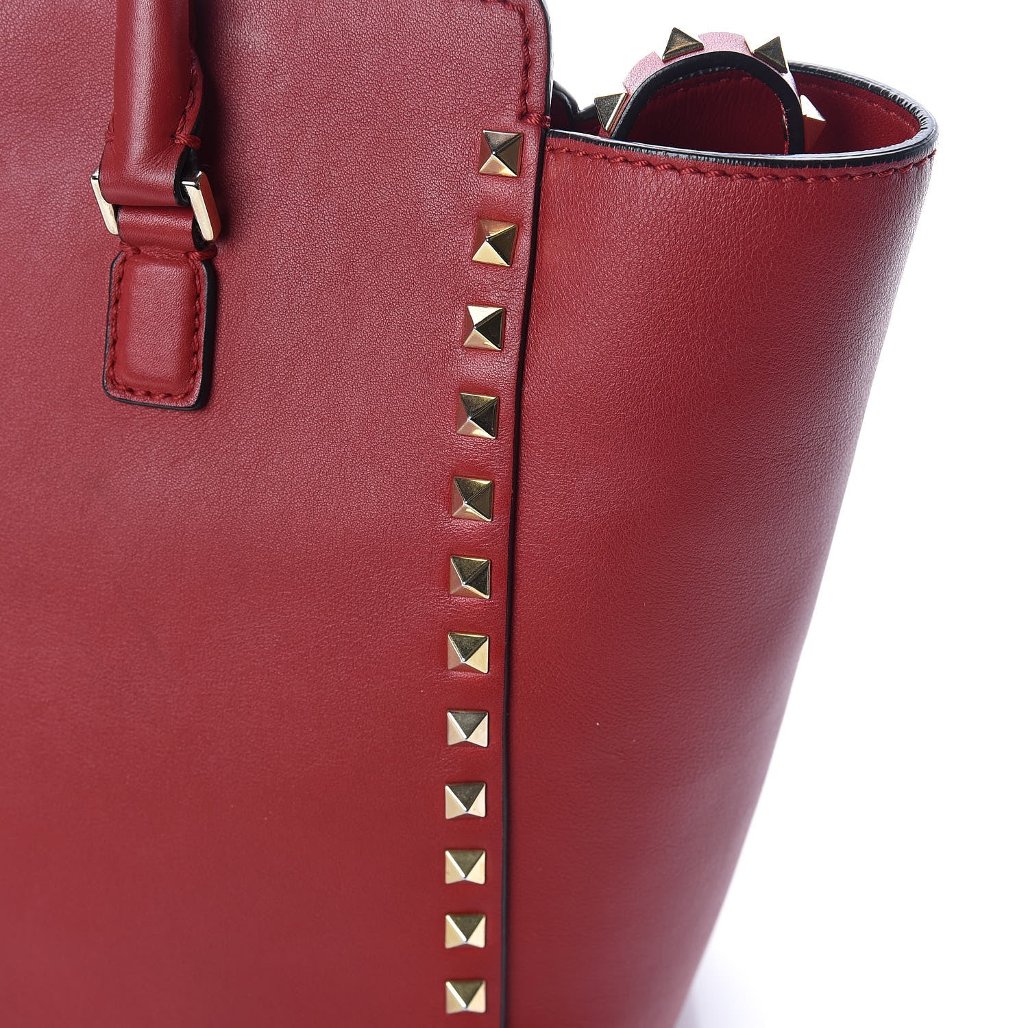 Valentino Garavani Vitello Rockstud Double Handle Tote Rosso Valentino 14 of 14