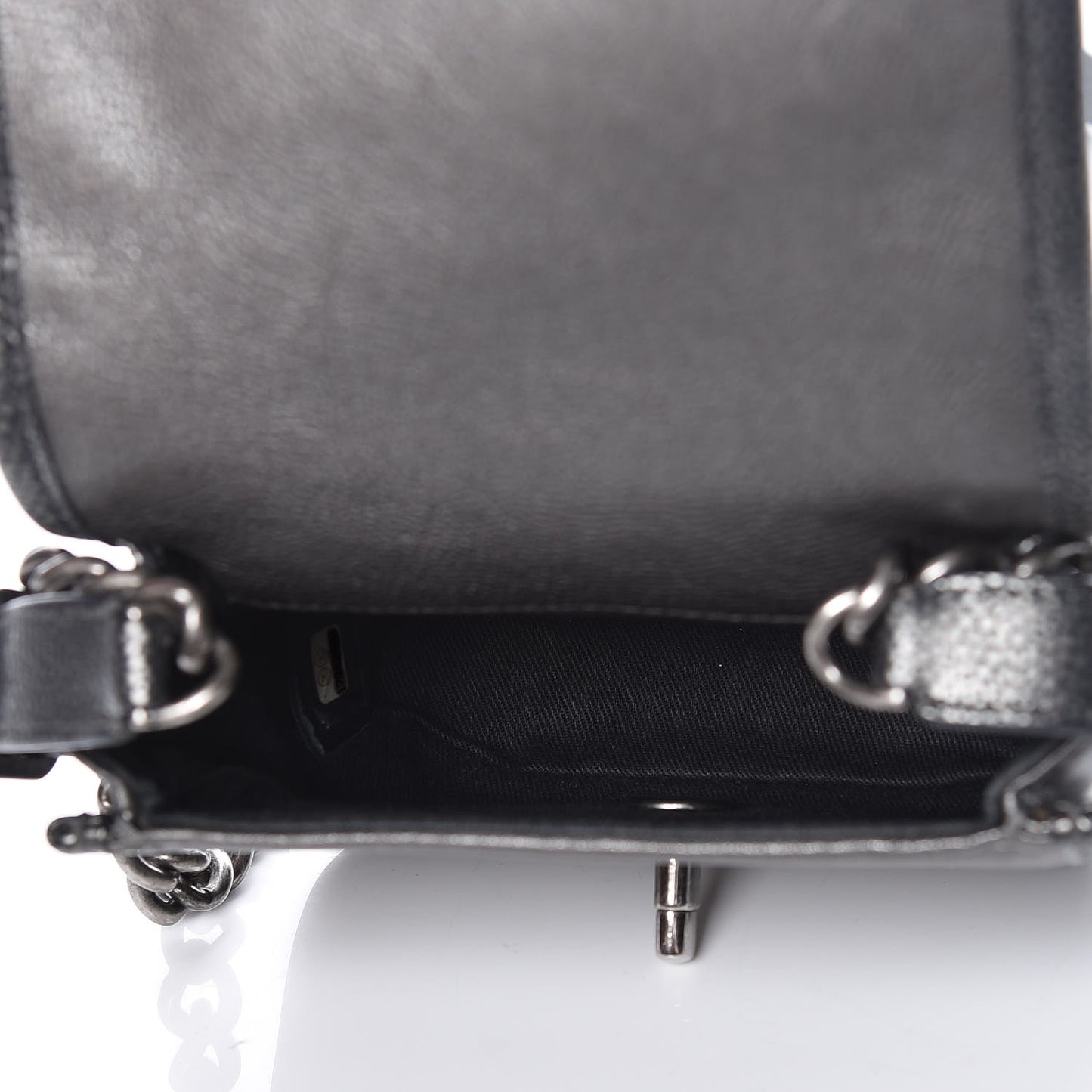 Iridescent Calfskin Mini Back To School Crossbody Flap Anthracite