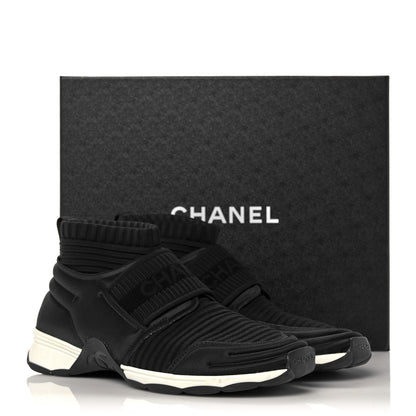 Chanel Stretch Fabric CC Sneakers 38.5 Black 8 of 8