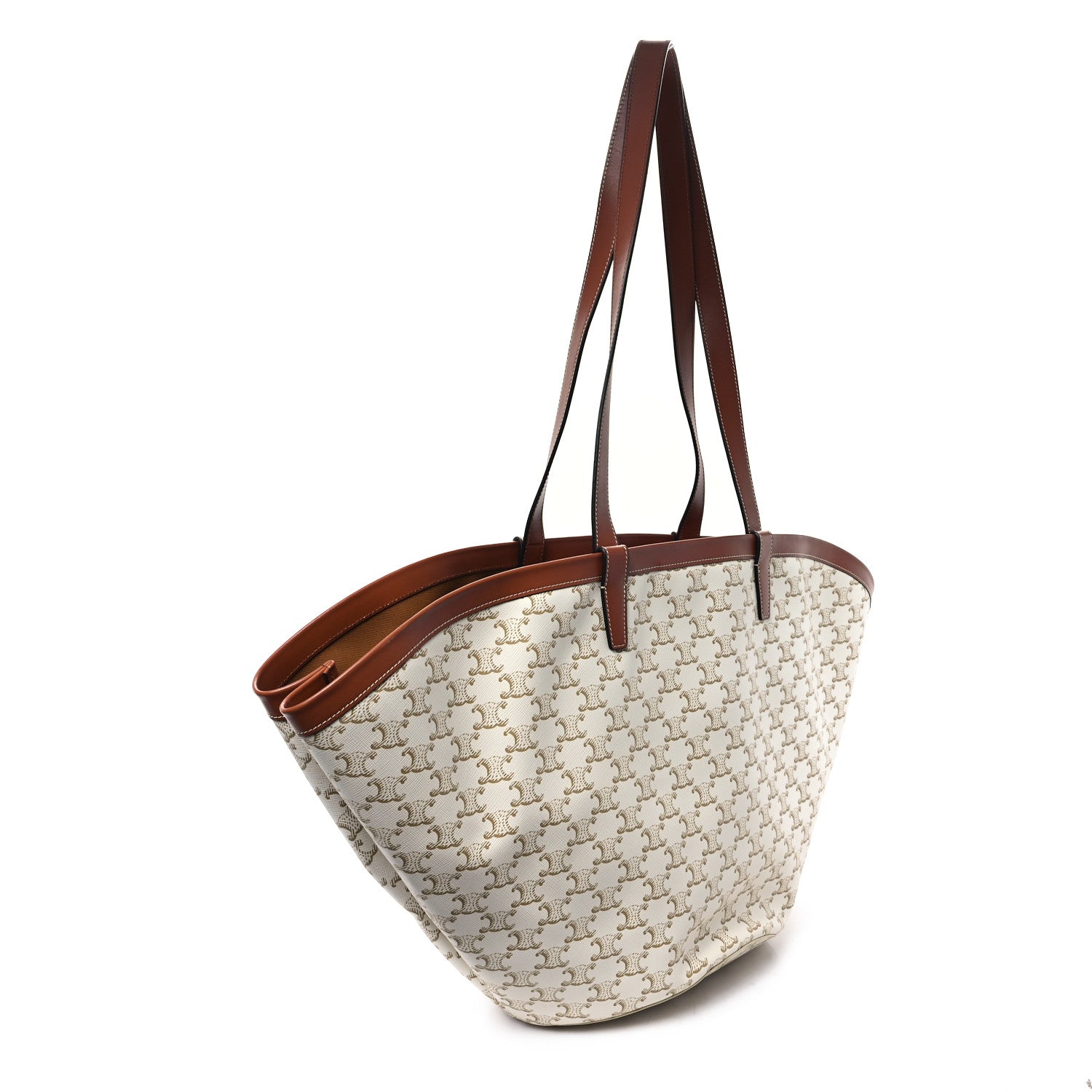 Celine Calfskin Canvas Triomphe Large Couffin White 3 of 11