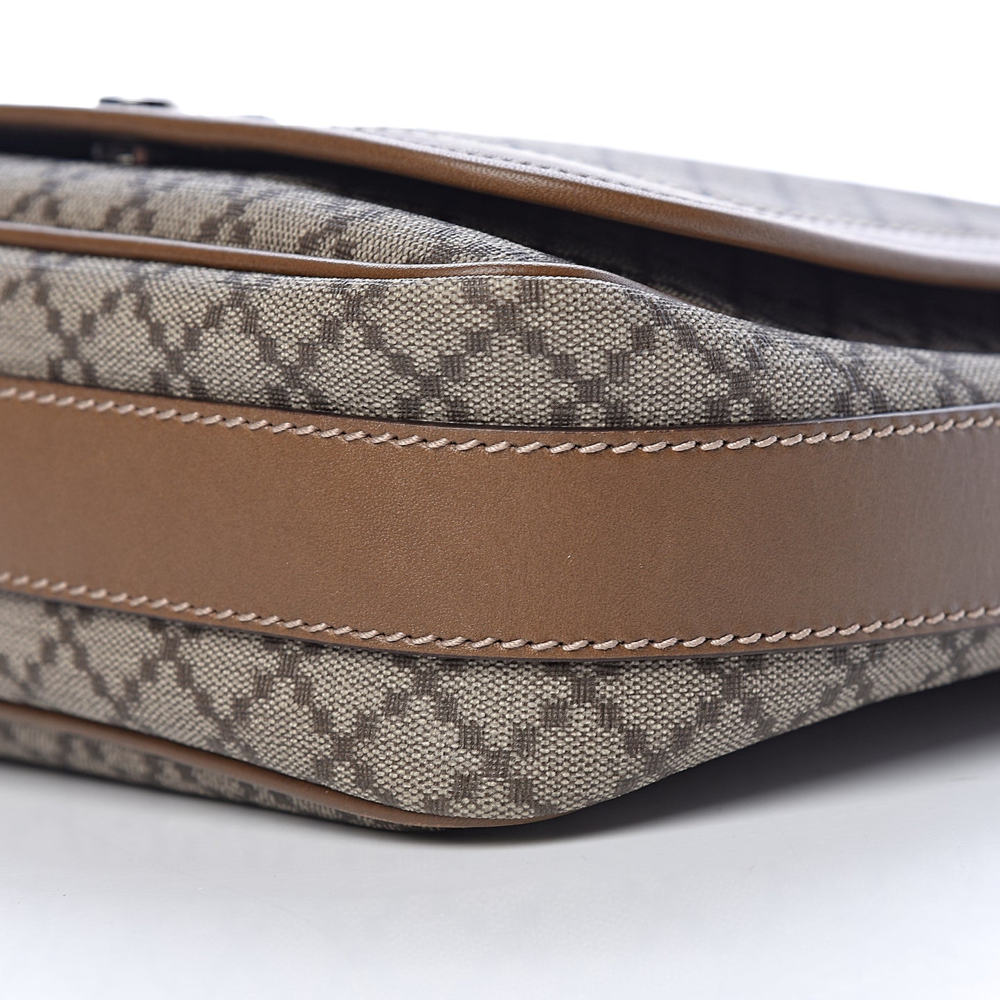 Diamante Flap Messenger Bag Beige Brown