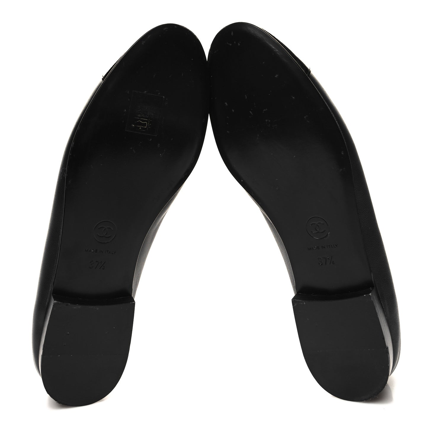 Lambskin Patent CC Cap Toe Ballerina Flats 37.5 Black