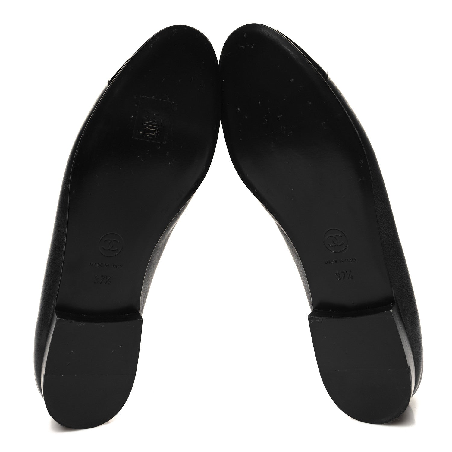 Chanel Lambskin Patent CC Cap Toe Ballerina Flats 37.5 Black 5 of 9