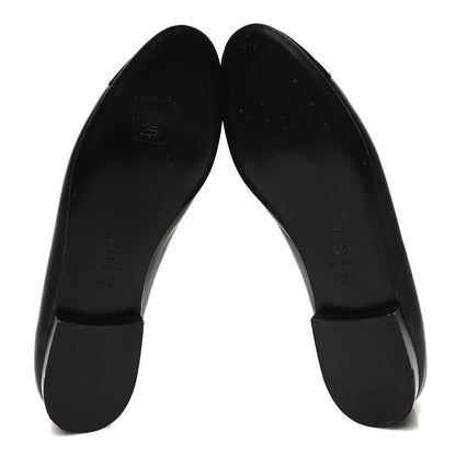 Chanel Lambskin Patent CC Cap Toe Ballerina Flats 37.5 Black 5 of 9