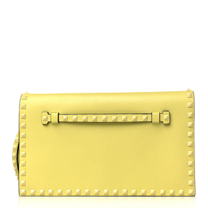 Valentino Garavani Nappa Monochrome Rockstud Wristlet Clutch Soft Yellow 1 of 8