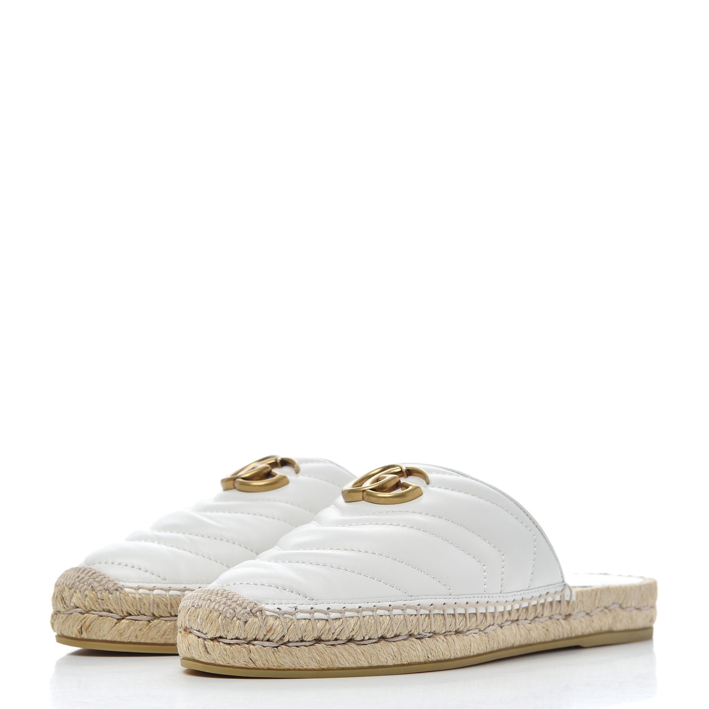 Nappa Matelasse GG Marmont Espadrille Slippers 38.5 Great White