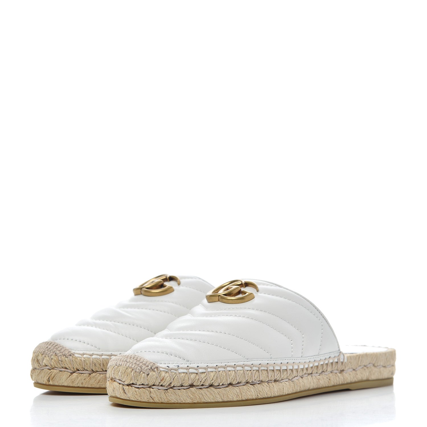 Gucci Nappa Matelasse GG Marmont Espadrille Slippers 38.5 Great White 3 of 9