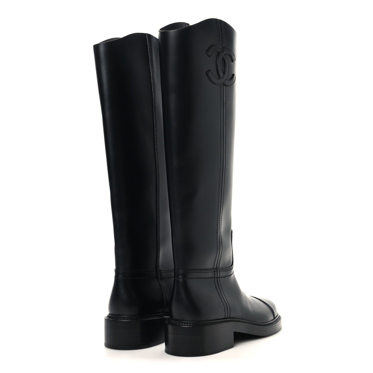 Calfskin Cap Toe CC Riding Boots 38.5 Black