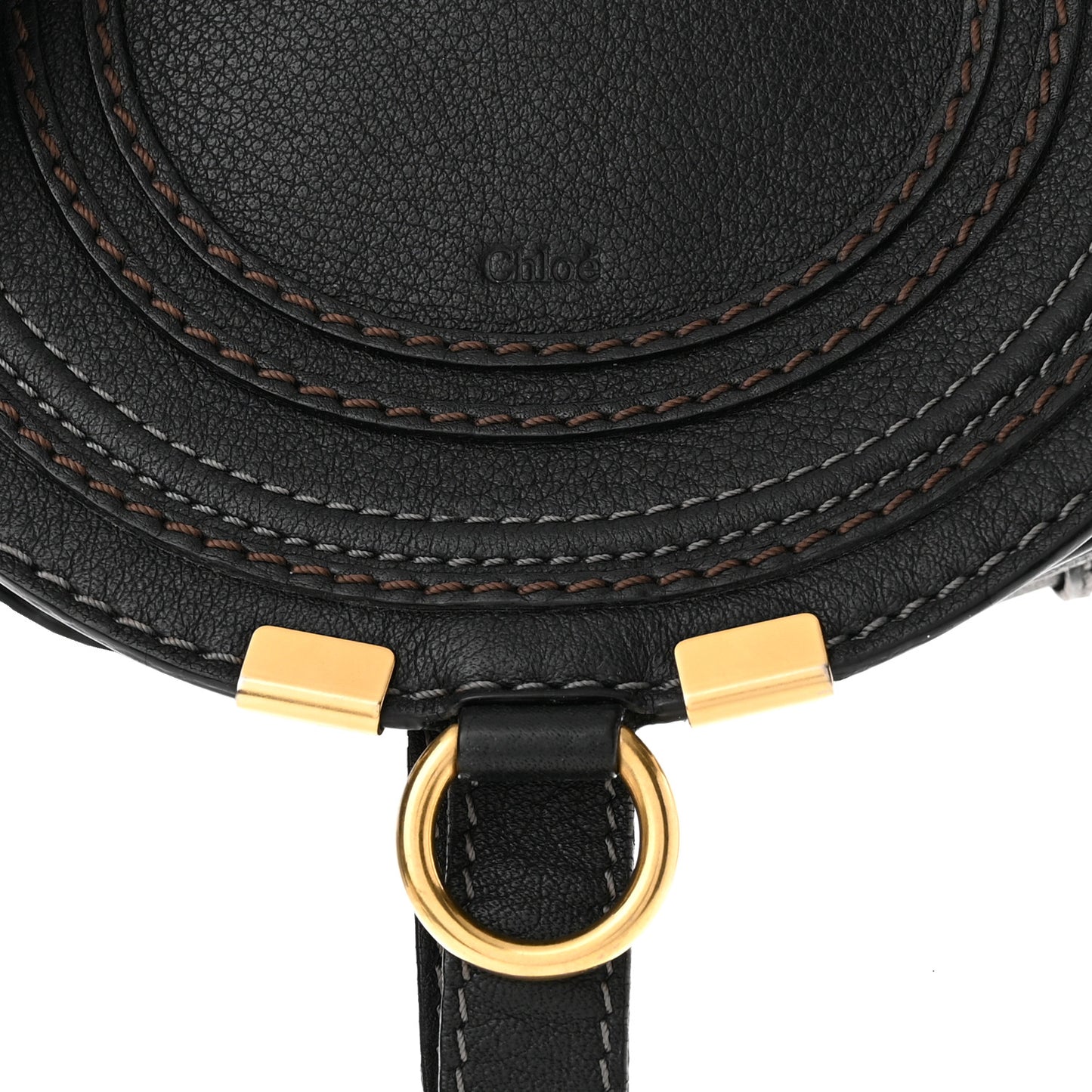 Calfskin Mini Marcie Round Crossbody Bag Black
