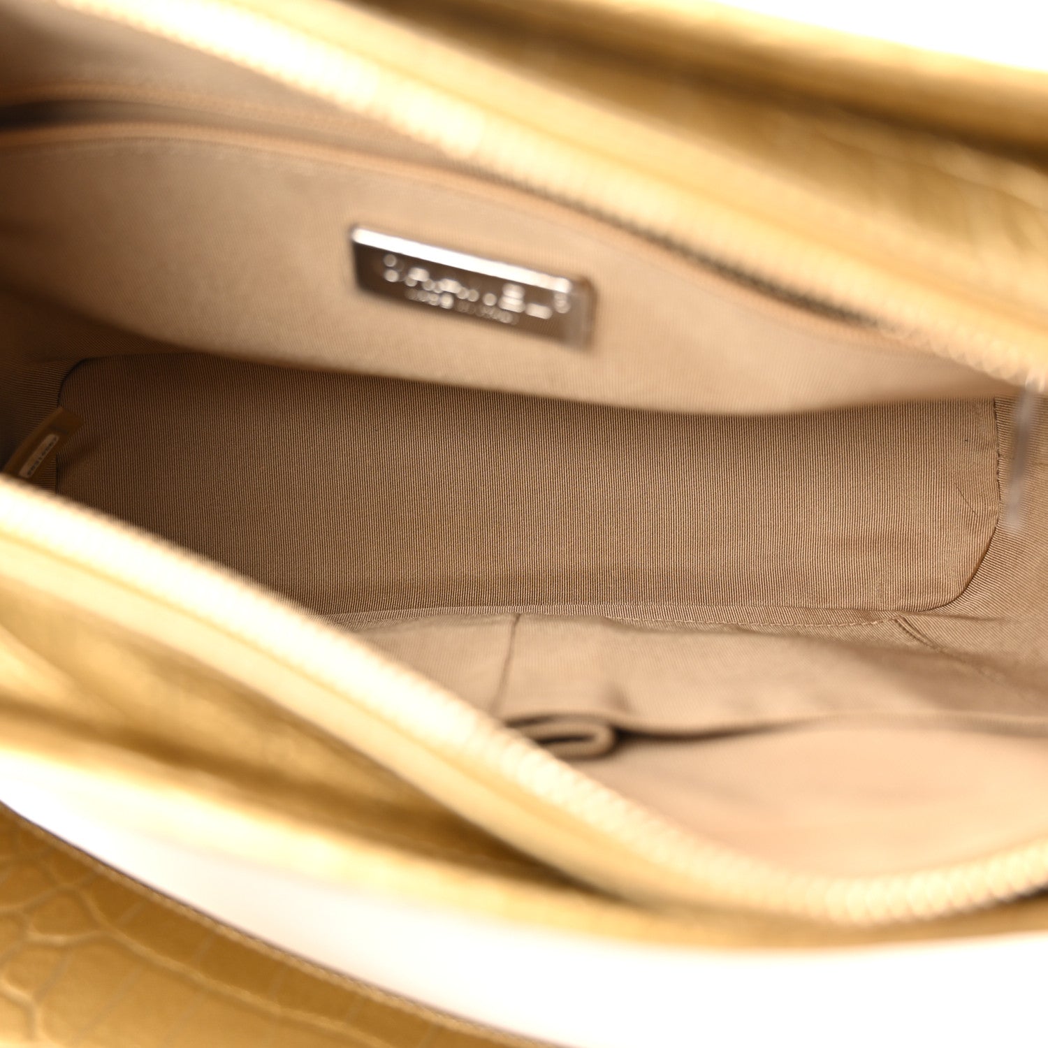 Chanel Metallic Calfskin Crocodile Embossed Medium Gabrielle Cocodile Hobo Gold 5 of 12