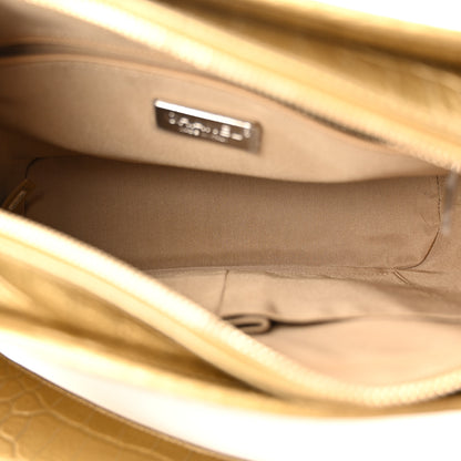 Chanel Metallic Calfskin Crocodile Embossed Medium Gabrielle Cocodile Hobo Gold 5 of 12