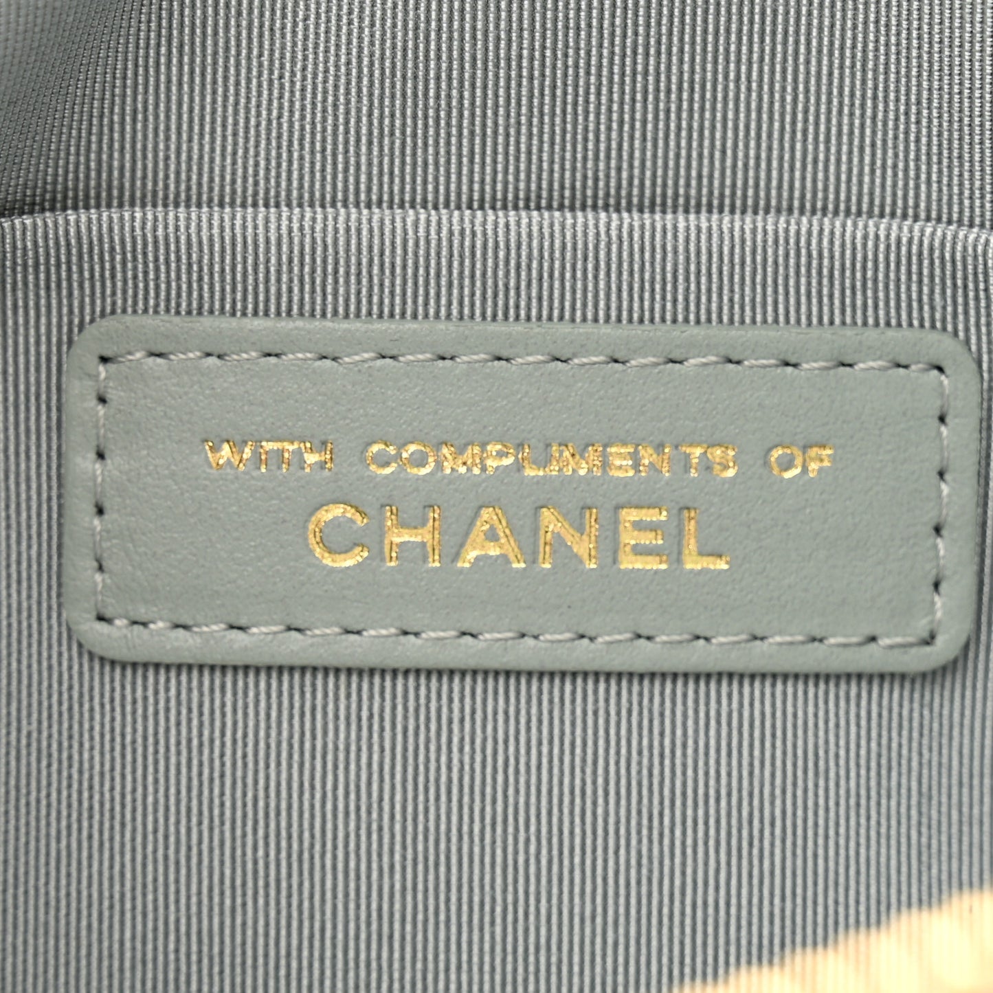 Satin Quilted Small Chanel 19 Pouch Gray