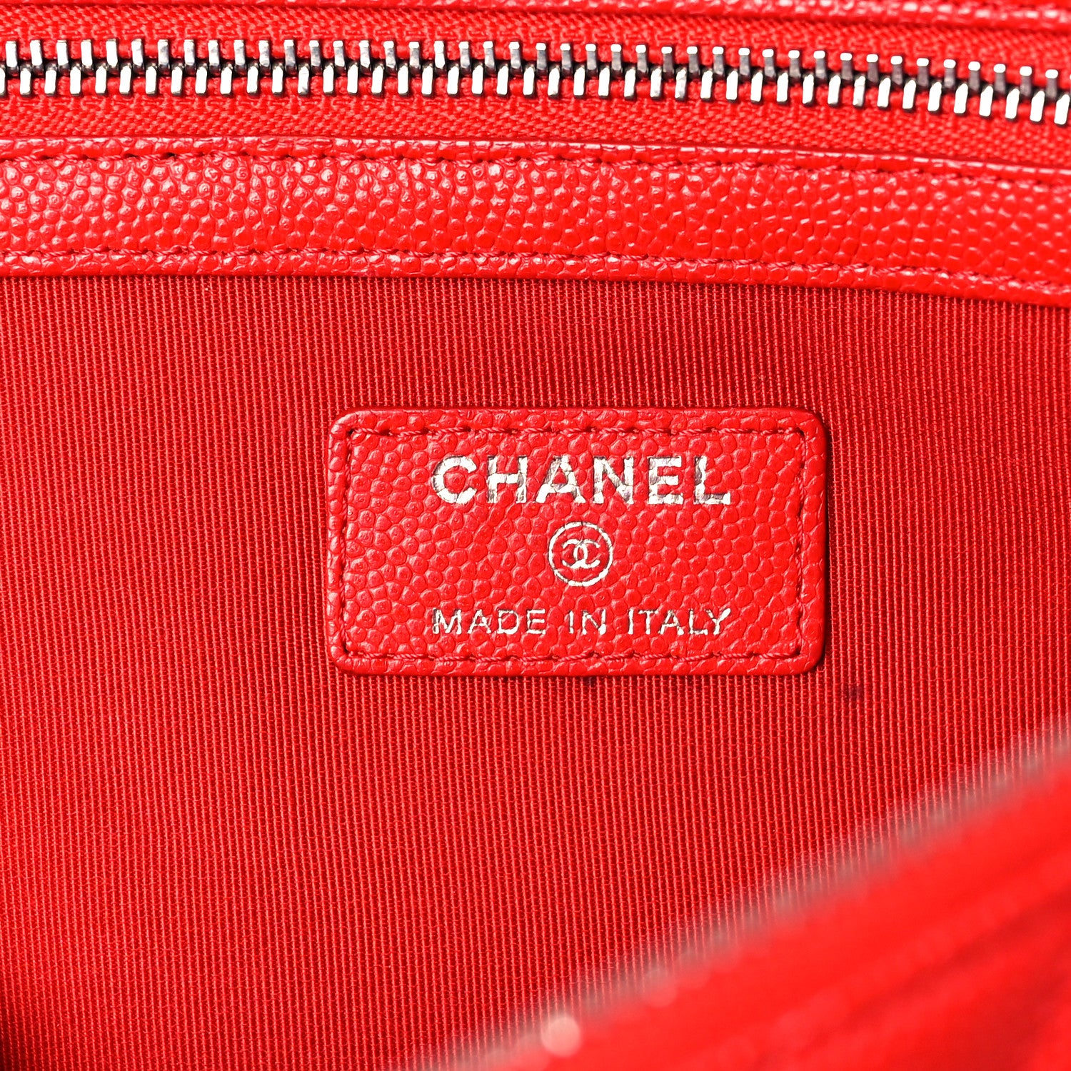 Chanel Caviar Chevron Quilted Medium Cosmetic Case Red 6 of 9