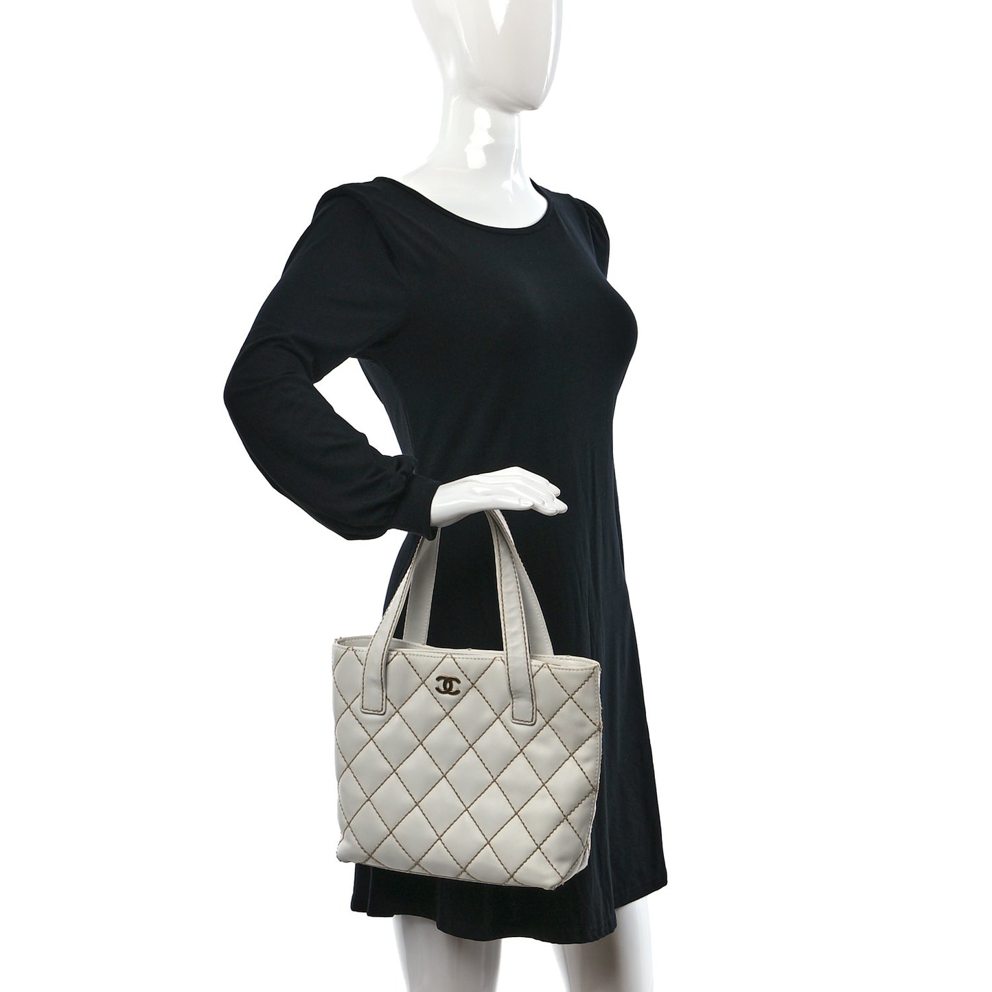 Calfskin Wild Stitch Tote White