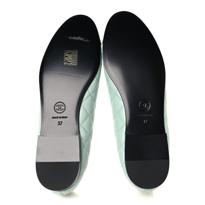 Chanel Lambskin Quilted CC Cap Toe Ballerina Flats 37 Light Blue Black 6 of 9