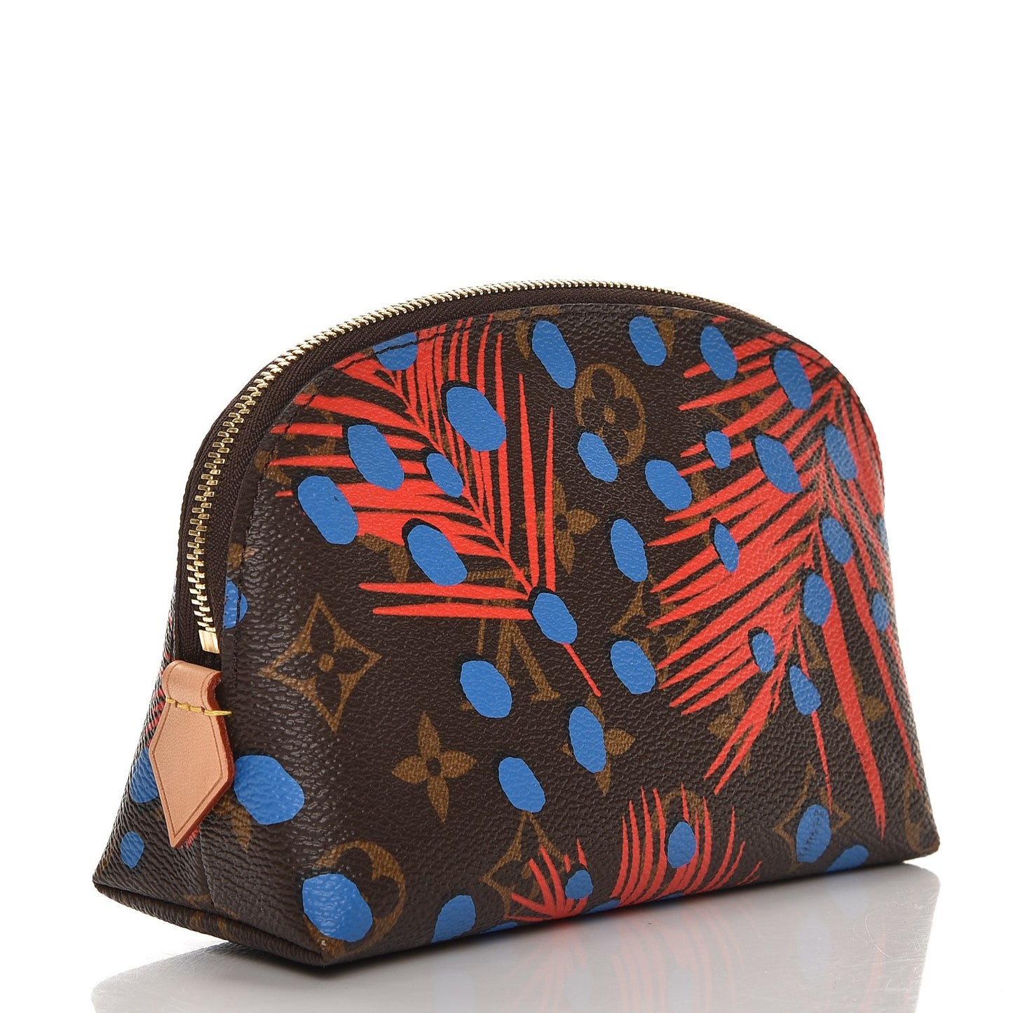 Monogram Jungle Dots Cosmetic Pouch Coquelicot Denim