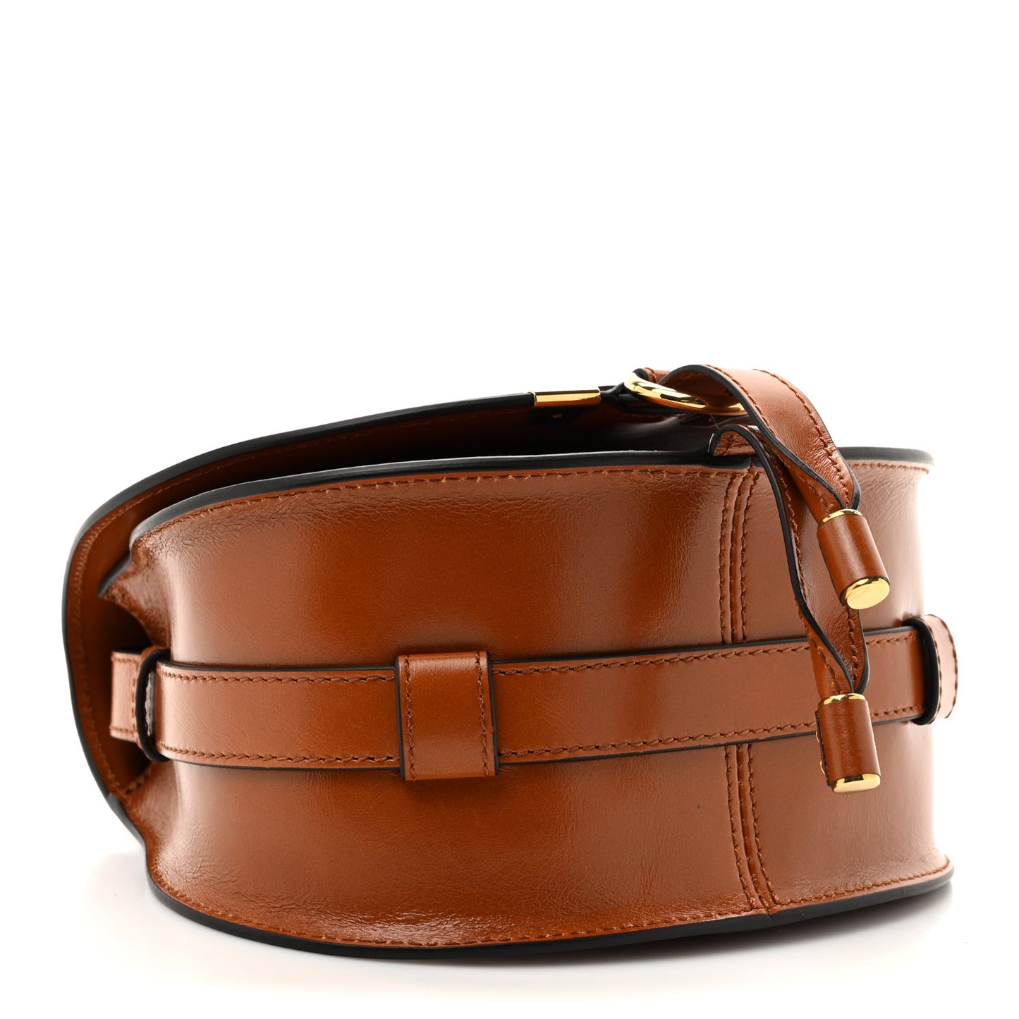 Shiny Calfskin Small Marcie Saddle Bag Clay Brown