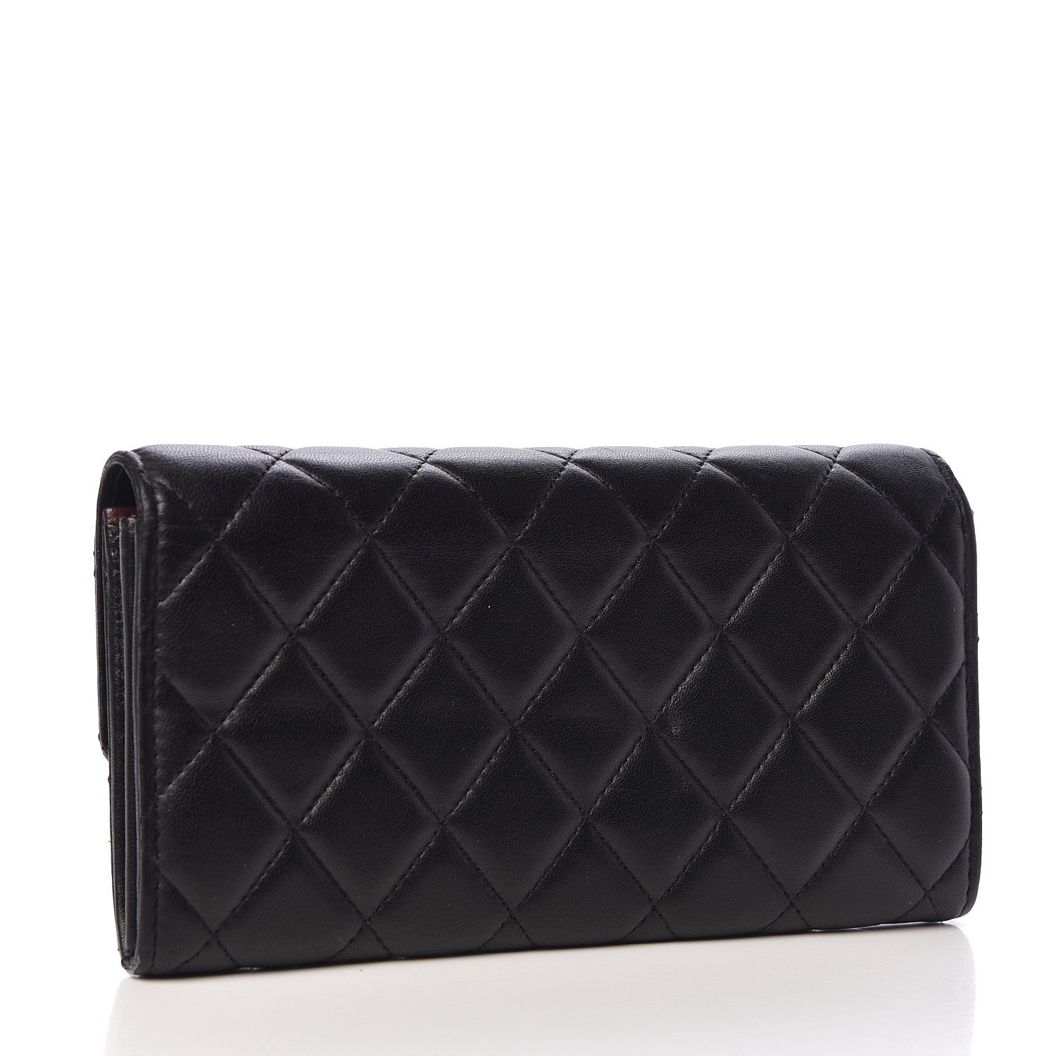 Chanel Lambskin Quilted Large Gusset Flap Wallet Black 3 of 8