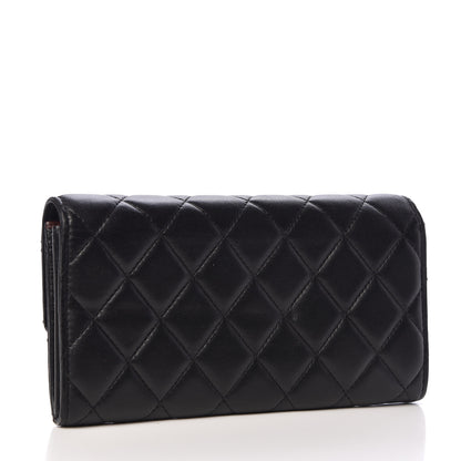 Chanel Lambskin Quilted Large Gusset Flap Wallet Black 3 of 8