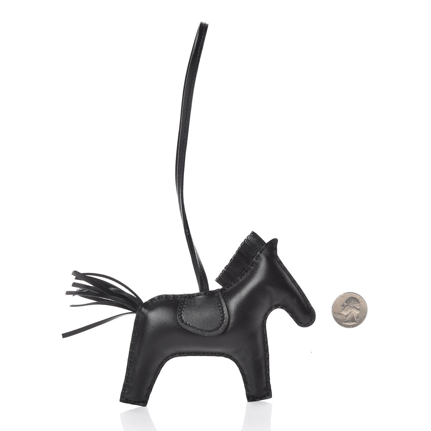 Hermes Milo Lambskin Grigri Rodeo Horse Bag Charm MM So Black 2 of 5