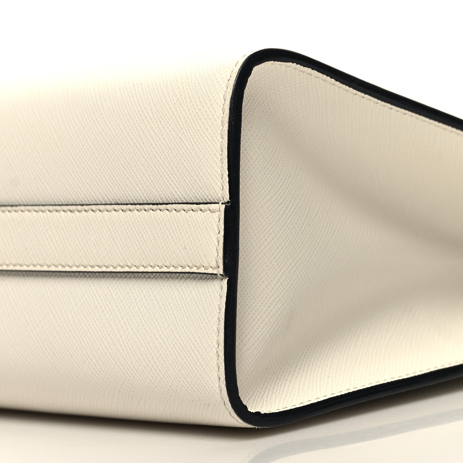 Prada Saffiano Lux Logo Embossed Medium Shoulder Tote Handbag White 9 of 9