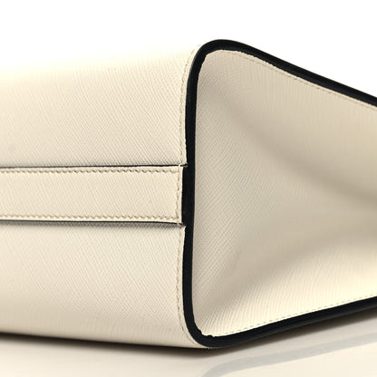 Prada Saffiano Lux Logo Embossed Medium Shoulder Tote Handbag White 9 of 9
