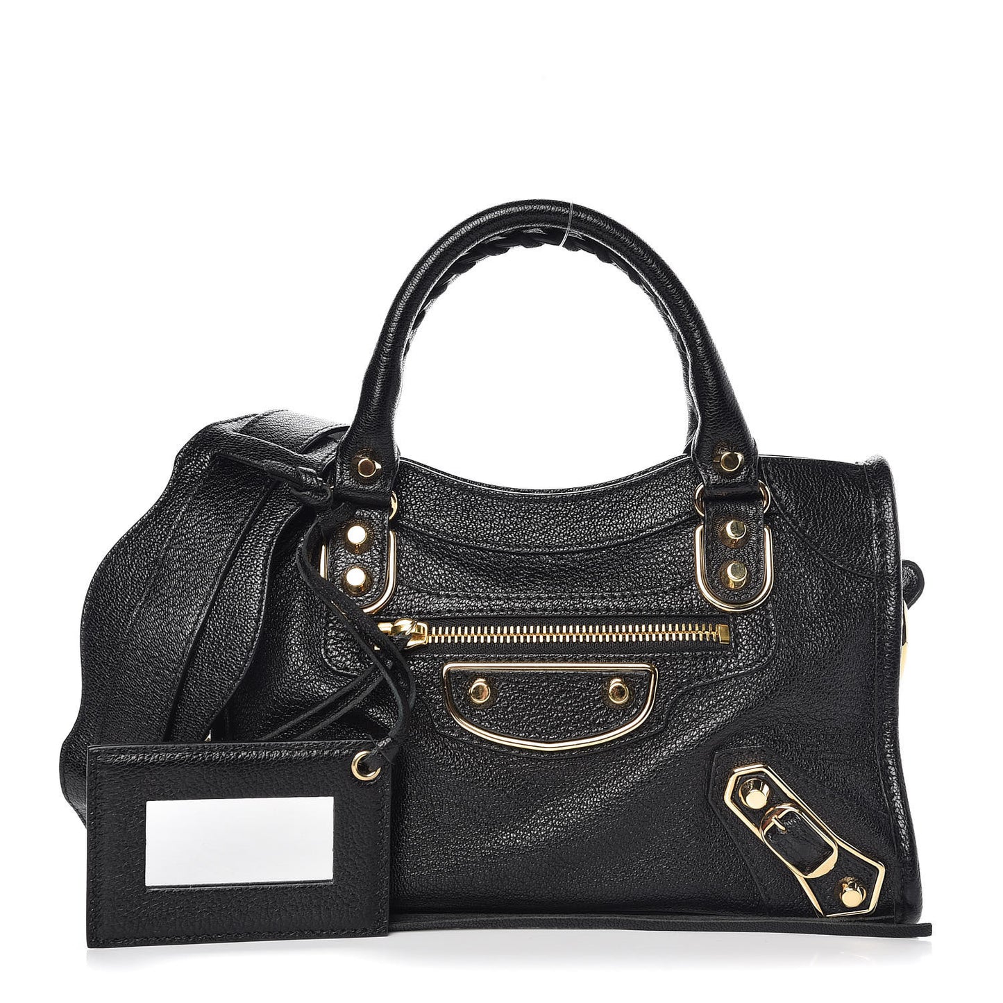 Chevre Gold Metallic Edge Hardware Mini City Black
