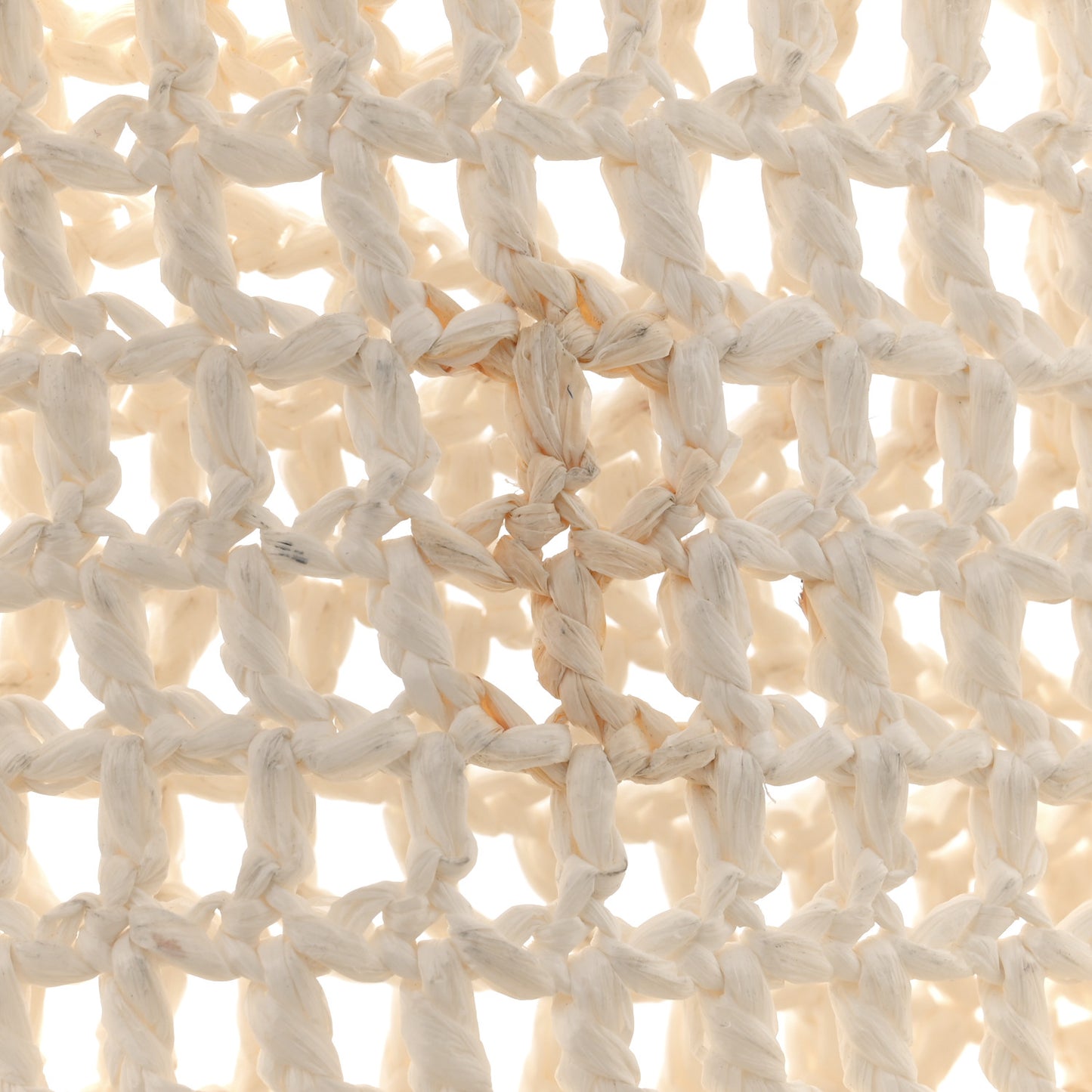 Yarn Raffia Effect Crochet Logo Embroidered Tote Bag White
