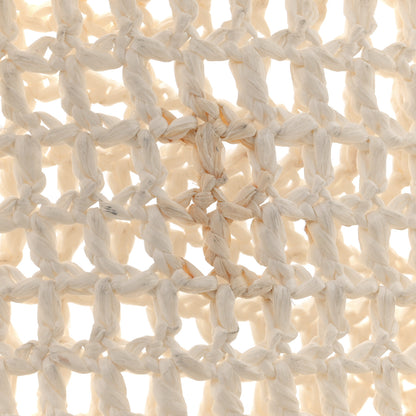 Prada Yarn Raffia Effect Crochet Logo Embroidered Tote Bag White 11 of 12
