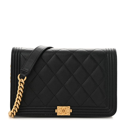 Chanel Caviar Quilted Boy Wallet On Chain WOC Black 1 of 13