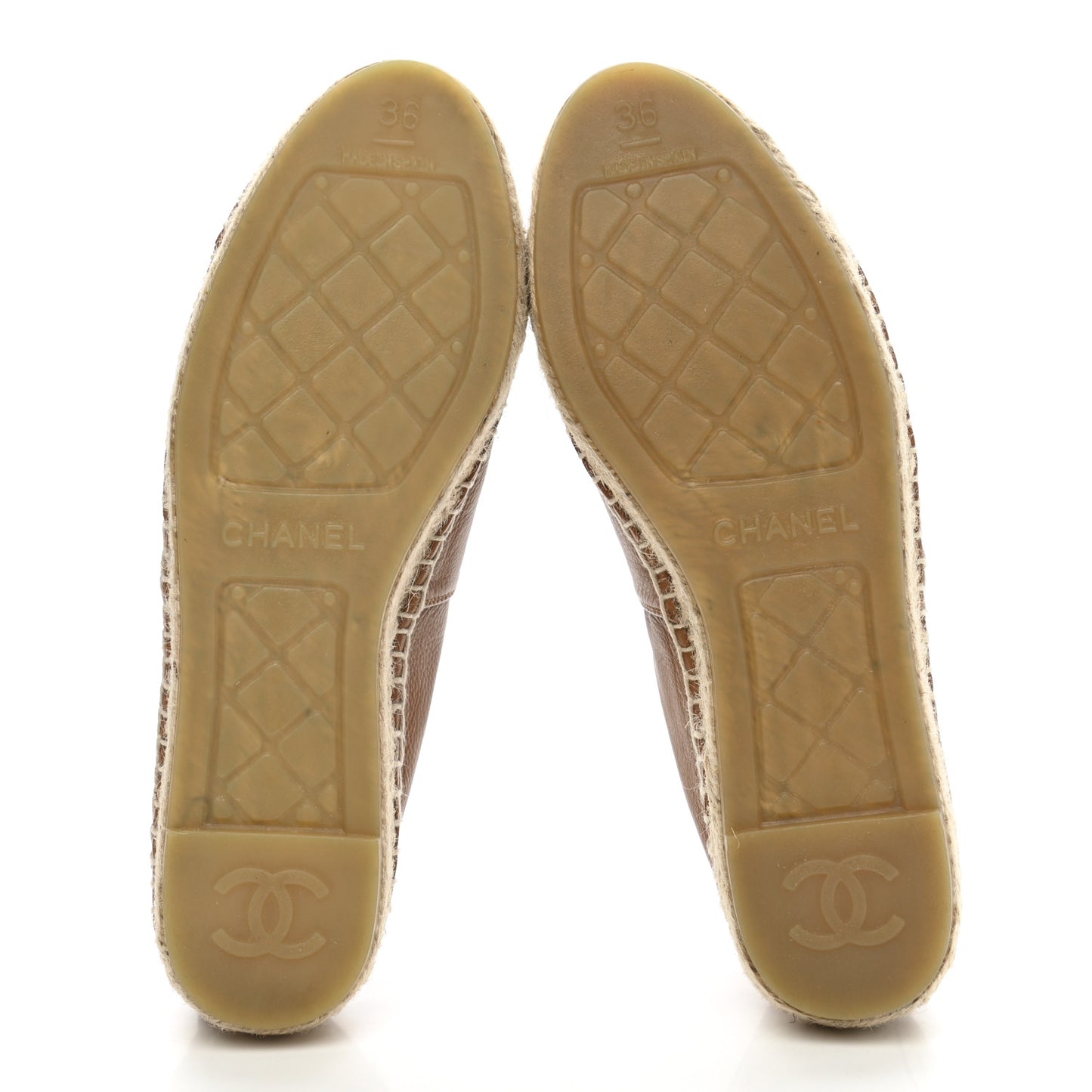 Calfskin CC Espadrilles 36 Light Brown