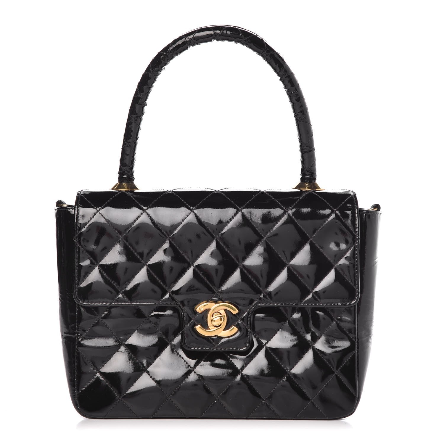 Chanel Patent Quilted Small Kelly Flap Bag Black 1 of 10