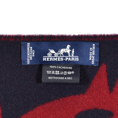 Hermes Cashmere Boucles et Camails Muffler Marine Bordeaux 4 of 4